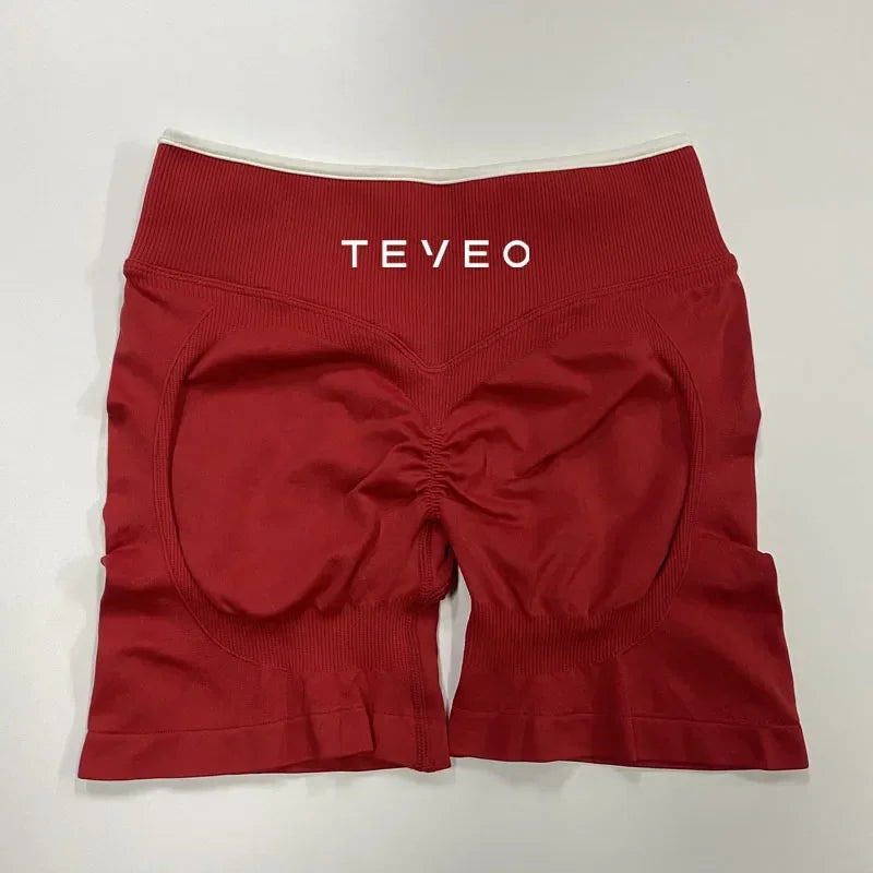 – Short De Yoga Pour Femmes, Pantalon De Sport Élastique, Fitness, Cyclisme, Sculpté, Froissé, Leggings Courts De Yoga
