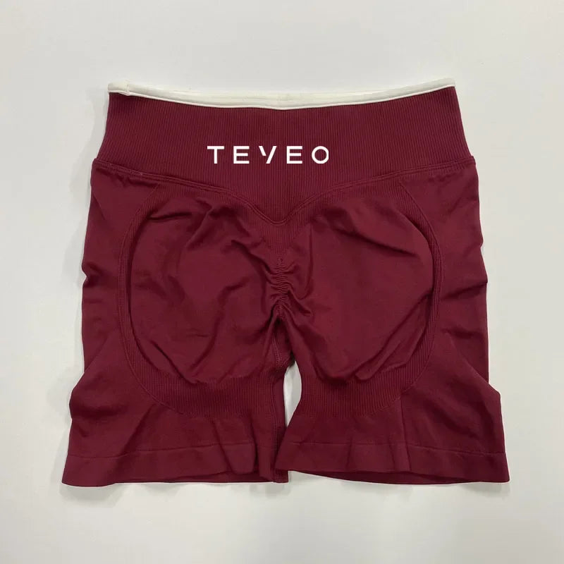 – Short De Yoga Pour Femmes, Pantalon De Sport Élastique, Fitness, Cyclisme, Sculpté, Froissé, Leggings Courts De Yoga