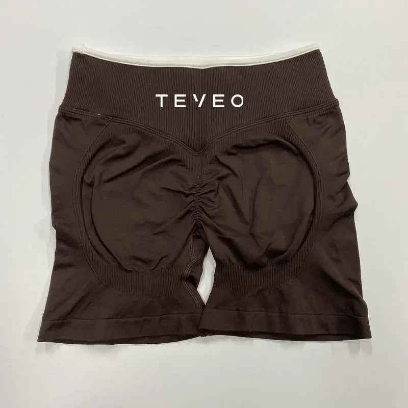 – Short De Yoga Pour Femmes, Pantalon De Sport Élastique, Fitness, Cyclisme, Sculpté, Froissé, Leggings Courts De Yoga