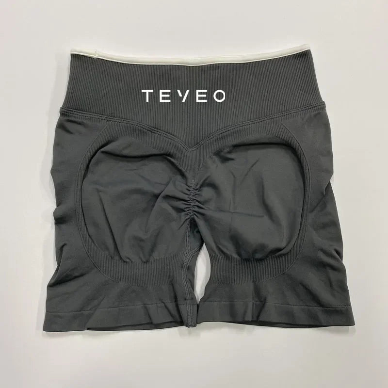 – Short De Yoga Pour Femmes, Pantalon De Sport Élastique, Fitness, Cyclisme, Sculpté, Froissé, Leggings Courts De Yoga