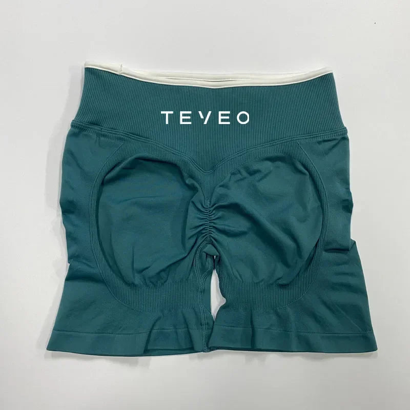 – Short De Yoga Pour Femmes, Pantalon De Sport Élastique, Fitness, Cyclisme, Sculpté, Froissé, Leggings Courts De Yoga