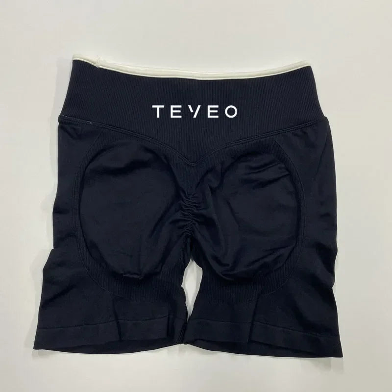 – Short De Yoga Pour Femmes, Pantalon De Sport Élastique, Fitness, Cyclisme, Sculpté, Froissé, Leggings Courts De Yoga